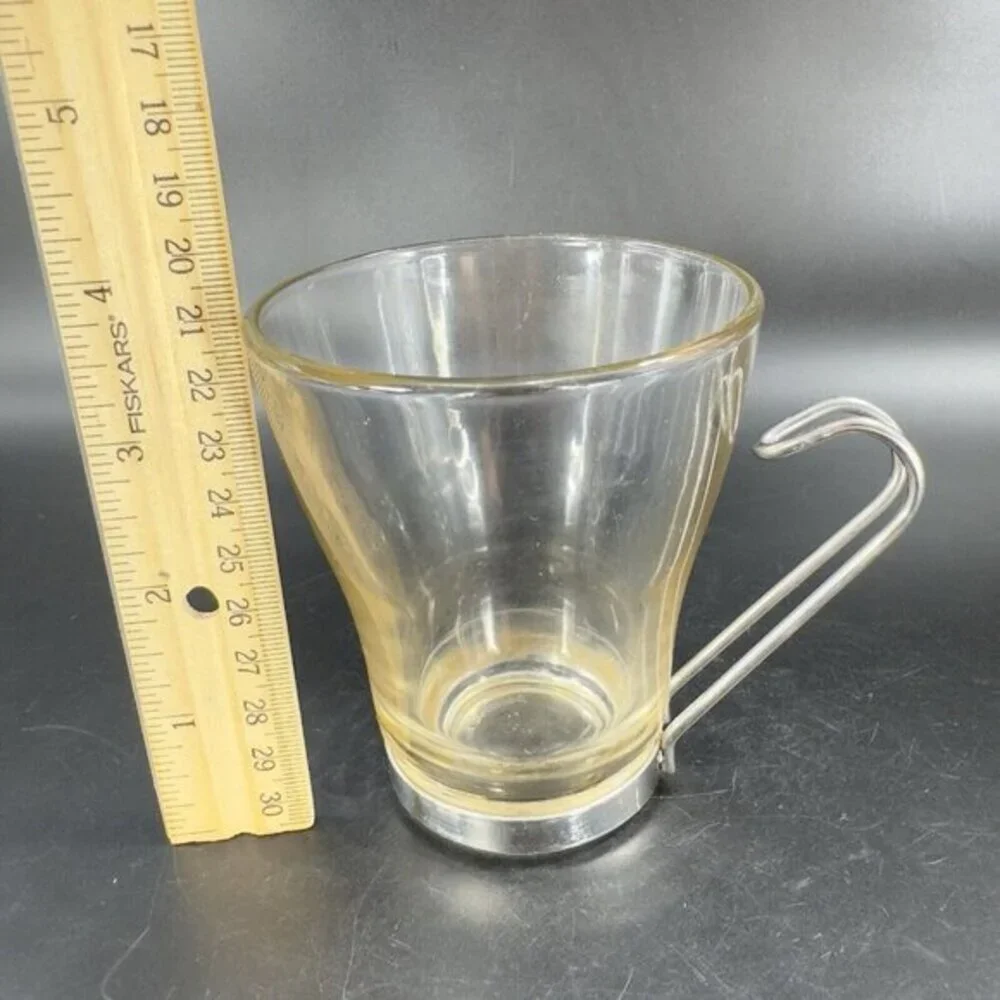 Bormioli Rocco Verdi Espresso‎ Cup Mug With Stainless Steel Handle Set 2 Glasses